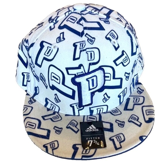 DETROIT PISTONS NBA Adidas All-Over Print cap; White/Blue; Fitted 7 3/4 - Picture 1 of 7